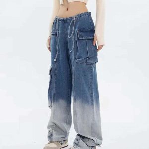 youthful gradient jeans with large pockets   trendy & bold 2375