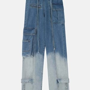 youthful gradient jeans with large pockets   trendy & bold 3751