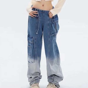 youthful gradient jeans with large pockets   trendy & bold 6191