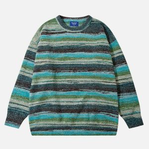 youthful gradient stripe sweater   chic urban appeal 4465