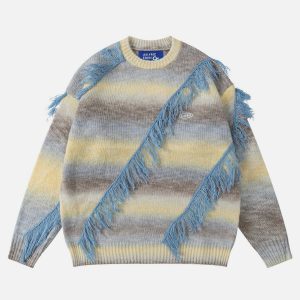 youthful gradient stripe sweater   chic urban appeal 6442