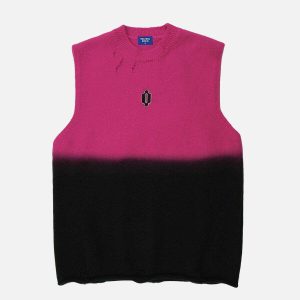 youthful gradient sweater vest   chic y2k streetwear look 2972