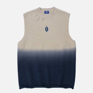 youthful gradient sweater vest   chic y2k streetwear look 4016