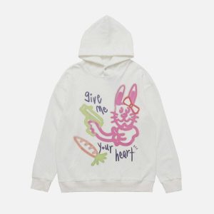 youthful graffiti rabbit hoodie   urban & trendy design 7321