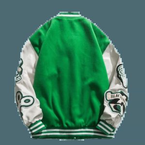 youthful green baseball jacket eco friendly & trendy style 4887