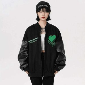 youthful green heart jacket embroidered detail 7361