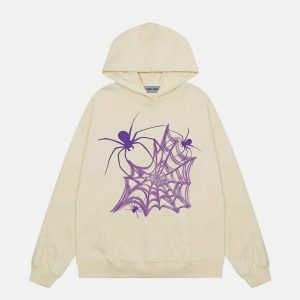 youthful heart spider web hoodie   trendy urban appeal 3617