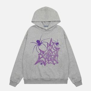 youthful heart spider web hoodie   trendy urban appeal 5668