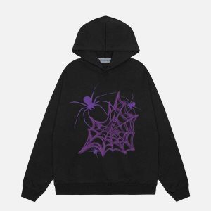 youthful heart spider web hoodie   trendy urban appeal 6619
