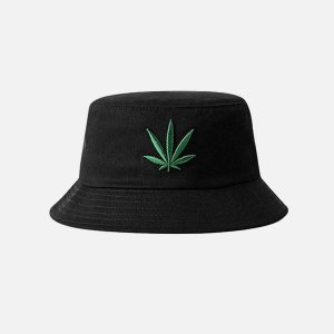 youthful hemp leaf bucket hat   chic urban streetwear 8451