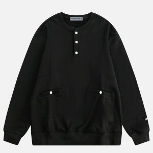 youthful henley collar sweatshirt   sleek urban comfort 3196