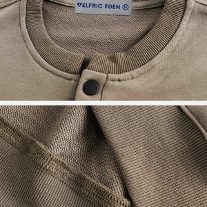 youthful henley collar sweatshirt   sleek urban comfort 7233