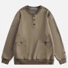 youthful henley collar sweatshirt   sleek urban comfort 7329