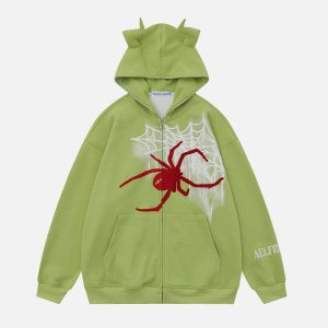 youthful horn spider hoodie flocking design trendsetter 3473