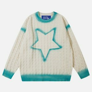 youthful inkjet star sweater   chic & trending design 7813