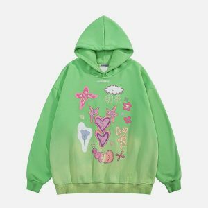youthful insect cartoon hoodie   quirky urban streetwear 3530