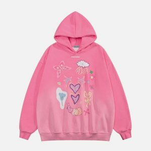 youthful insect cartoon hoodie   quirky urban streetwear 5078