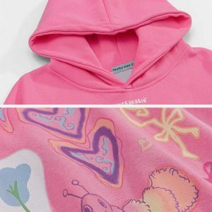 youthful insect cartoon hoodie   quirky urban streetwear 5608