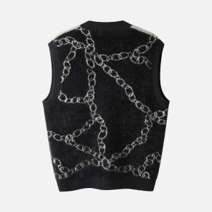 youthful irregular chain sweater vest   chic urban appeal 3607