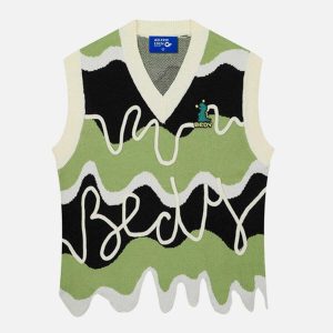 youthful irregular hem sweater vest   chic y2k streetwear 4251
