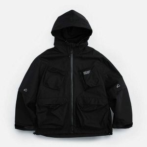 youthful irregular pocket hooded coat winter chic 5826