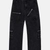 youthful irregular pocket jeans washed look & urban appeal 7599