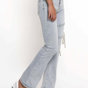 youthful irregular strap flared jeans unique & trendy fit 5167