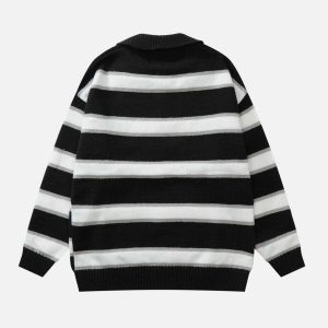 youthful irregular stripes polo sweater dynamic design 2862