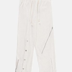 youthful irregular zipper pants unique streetwear design 1966