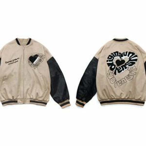 youthful khaki jacket with heart embroidery urban chic 8629