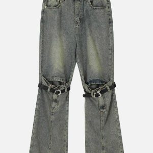 youthful knee belt jeans   loose fit & urban appeal 2381