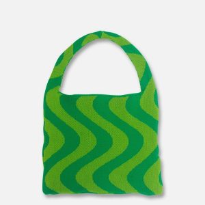 youthful knit stripe bag   trending urban accessory 7071