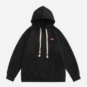 youthful labeled drawstring hoodie streetwear essential 1069