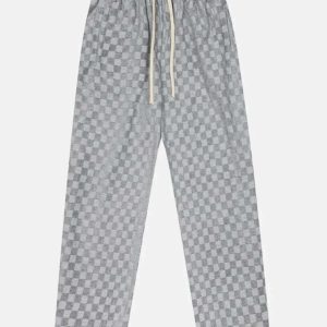 youthful lattice side slit pants streetwise & sleek design 4667