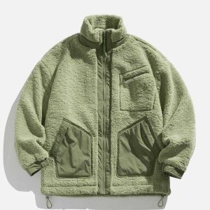 youthful lemon graphic sherpa coat   vibrant & cozy style 3926
