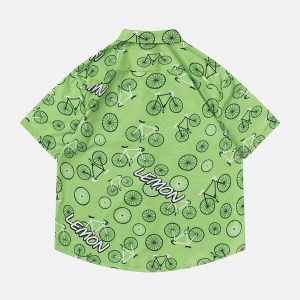 youthful lemon print shirt short sleeve & vibrant style 5964