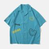 youthful letter & heart print shirt   short sleeve chic design 3029