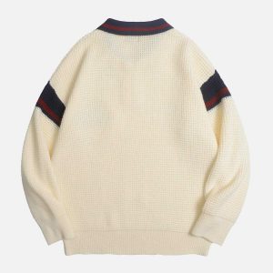 youthful letter a polo sweater   chic & preppy streetwear 7169