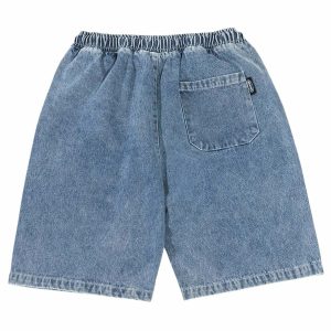 youthful letter embroidered denim shorts   chic & custom 6297