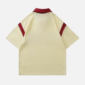 youthful letter embroidered polo tee   classic & trendy 1824