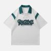 youthful letter embroidered polo tee   classic & trendy 5333