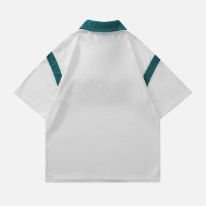 youthful letter embroidered polo tee   classic & trendy 5974