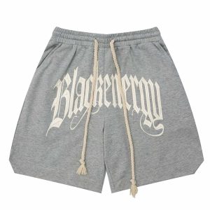 youthful letter embroidered shorts with long drawstring 6931