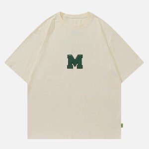 youthful letter m print tee   custom & iconic style 8481