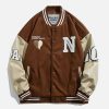 youthful letter n love jacket   chic panel design 5549