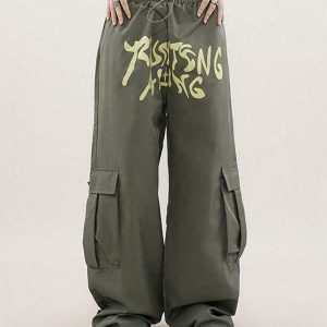 youthful letter print baggy pants   urban & trendy fit 2189