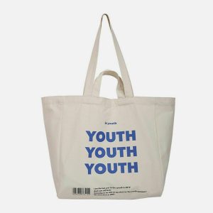 youthful letter print canvas bag urban fashion accessory 1472