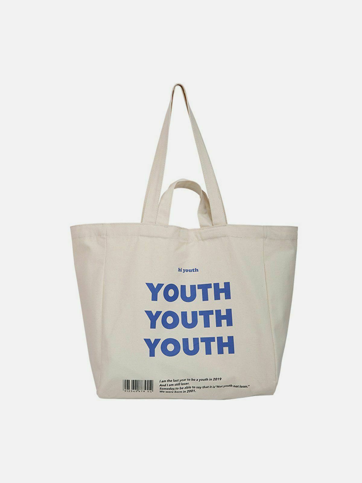 youthful letter print canvas bag urban fashion accessory 1472