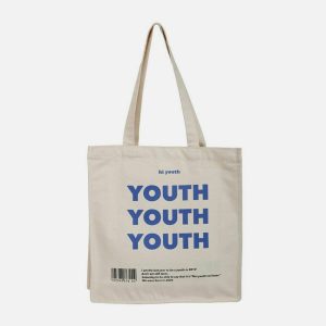 youthful letter print canvas bag urban fashion accessory 2095