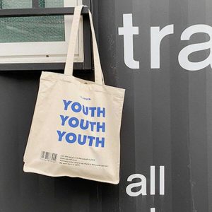 youthful letter print canvas bag urban fashion accessory 5675